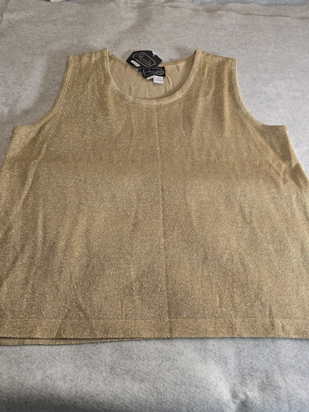 Metallic Gold Sleeveless Knit Tank